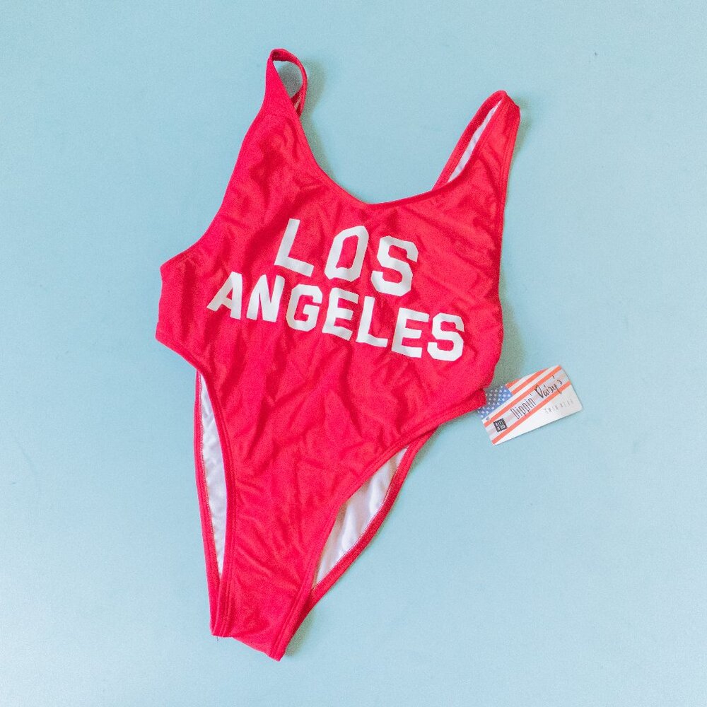 NEW Dippin' Daisy's Red Los Angeles High Cut Thigh Drop Back One Piece Size Med